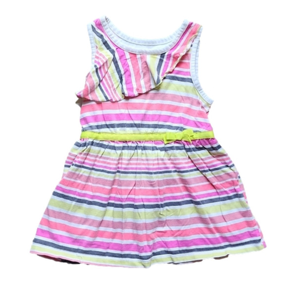 Circo Bright Color Striped Dress With Asymmetrical Ruffle - Picture 1 of 4
